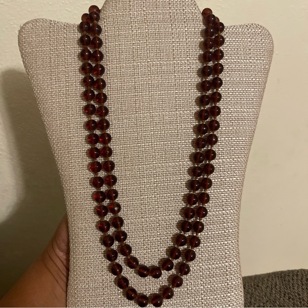 Vintage Flapper Glass Bead Necklace 50”